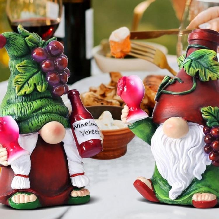 Figurka krasnala o tematyce winogron i wina Statua elfa krasnoludka z żywicy do dekoracji wnętrz świątecznych i stołowych Ozdoba