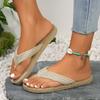 Fashion Summer Fashion Women's Flip Flops Slippers New Straw Sandals Women Round Toe Slippers Ladies Shoes Outdoor Beach Flat Slides