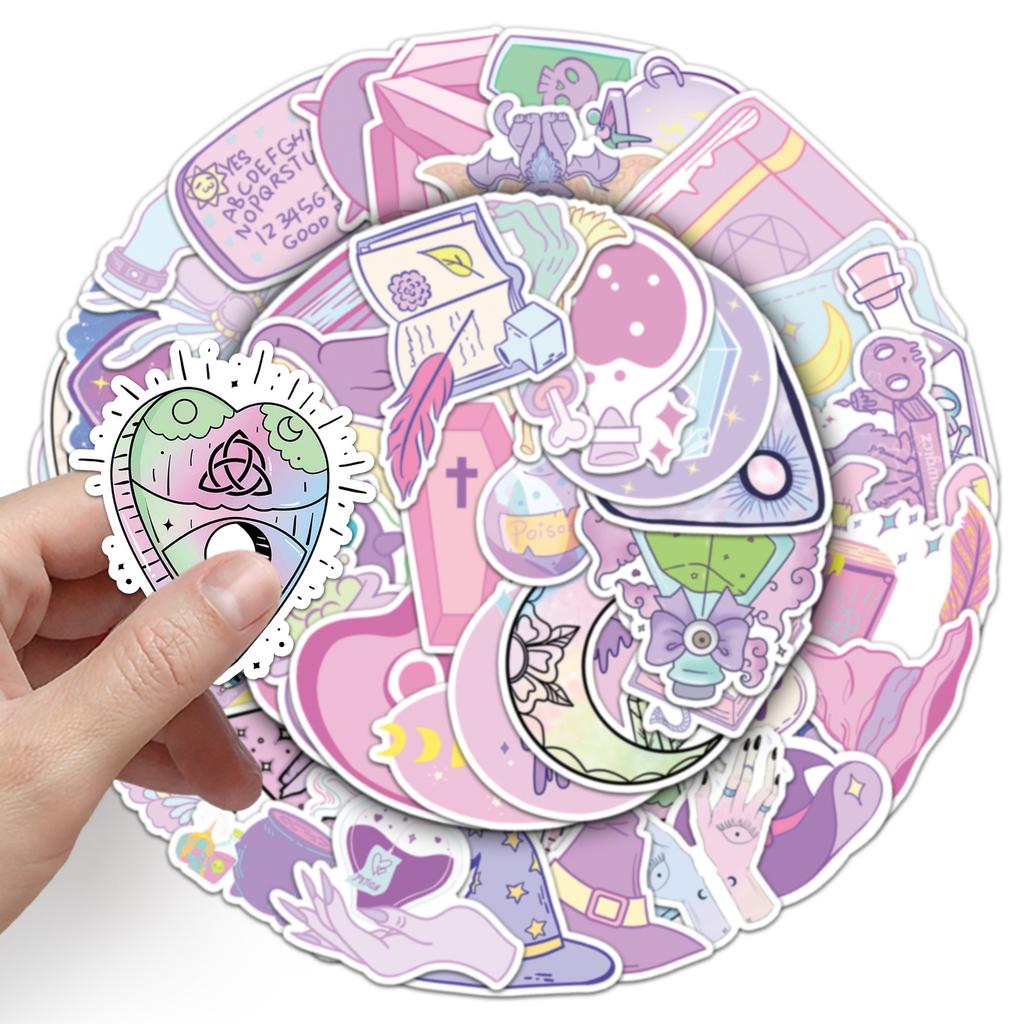 50 Pieces of Pastel Magic Graffiti Stickers Personalized Creative Witch Decoration Mobile Phone Computer Water Cup Stickers