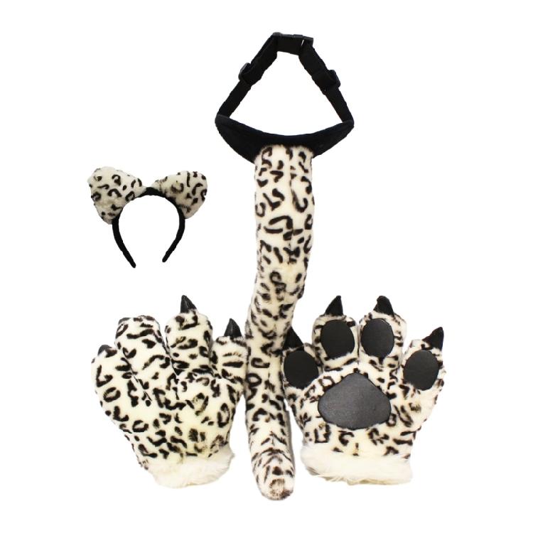 Leopard Costume Accessories Set Leopard Ear Headband,Tail Halloween Cosplay Prop