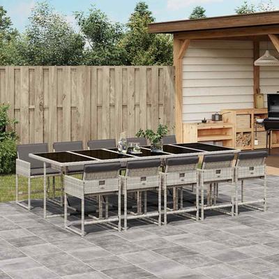 Vidaxl 11-Cz. Garden Furniture Set With Cushions Light Grey Rattan Pe