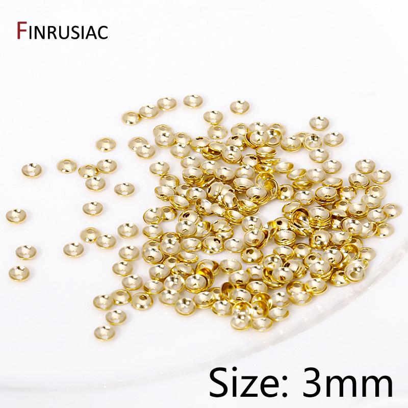 3/4mm 14K Gold Plated Brass Round Bead Caps Fitting,Bead End Caps For Jewelry Making Needlework Spacer Bead Caps DIY Accessorie