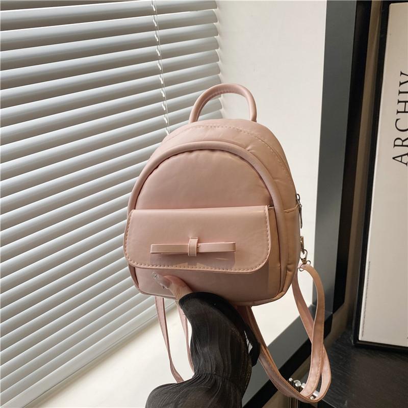 Color Solid Elegant Bow Small Designer Backpack Sewed Details Daily Bags Wear
