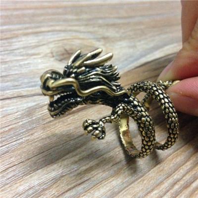 Retro Drachenring Herren Trendiger Herren Drachenjahr Schmuckring