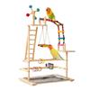 Solid Wood Parrot Play Stand: Handcrafted Bird Playground and Training Platform for Floor Use