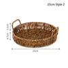 1Pcs Round Shape Storage Tray Breakfast Bread Food Plastic Rattan Threads Basket