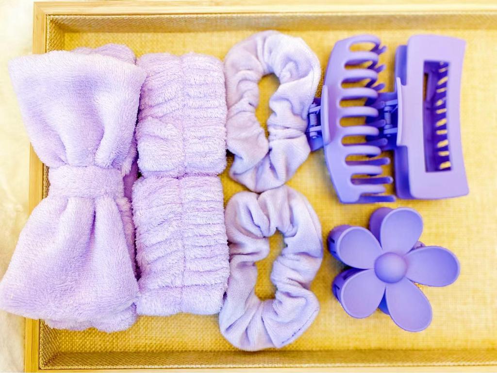 16-Piece Multi-Color Soft Headband and Hair Clip Set with Bowknot Washband and Elastic Hair Ties