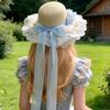 Breathable Lace Brim Sunshade Cap Elegant Outdoor Beach Hat Woman's Straw Hat  Casual Wear