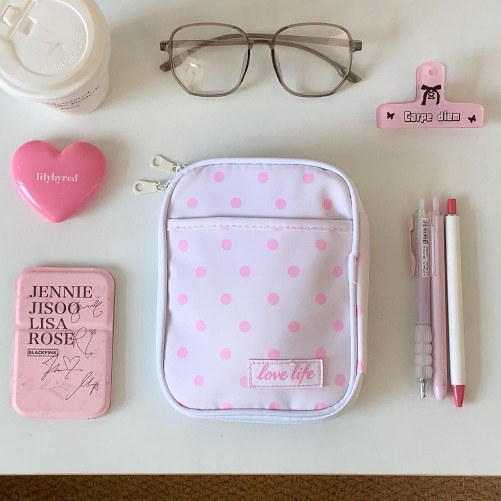 Polka Dot Print Pencil Case Ultra-thin Stationery Bag Durable Pen Bag  Students