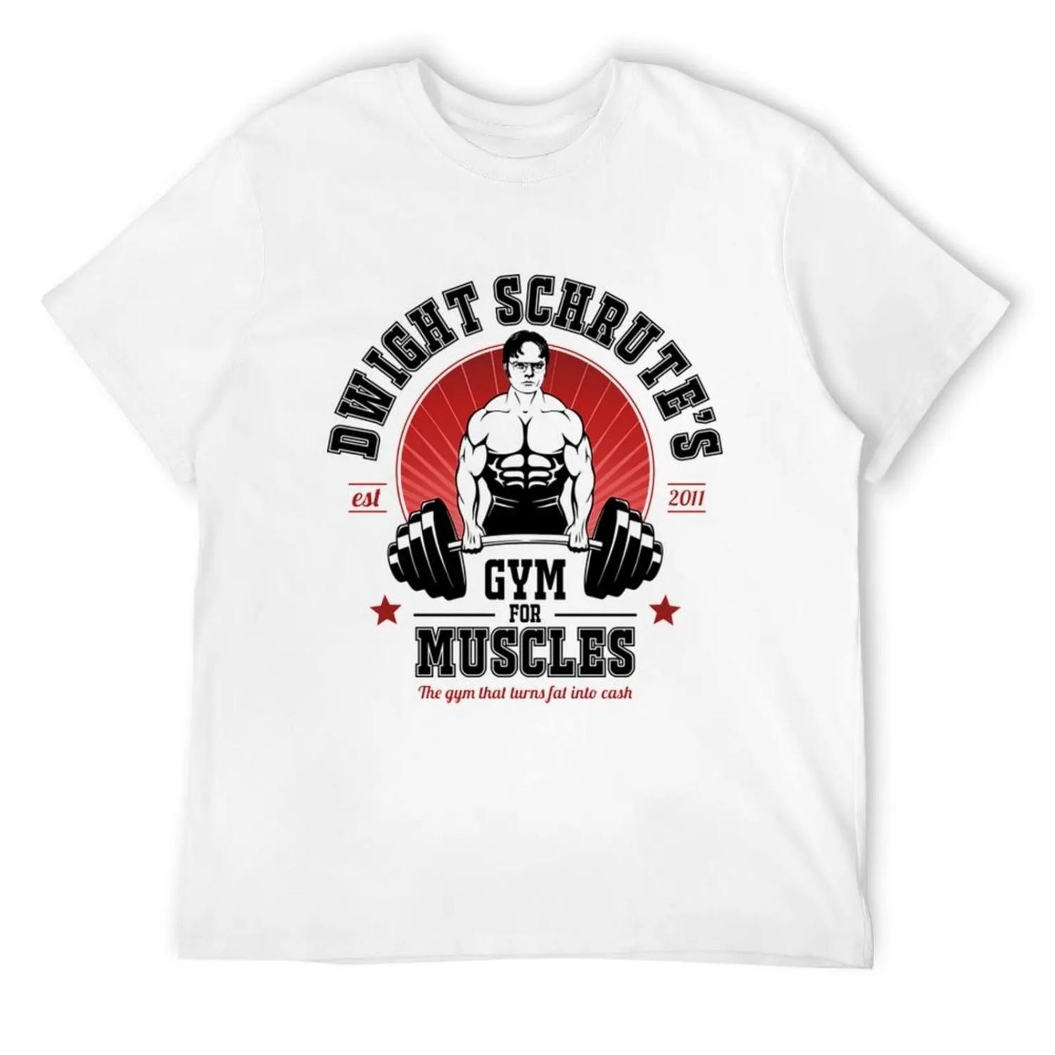 Dwight Schrute s Gym For Muscles T-Shirt for a boy customizeds aesthetic clothes basketball graphic tees shirts graphic tee men XXXXXL белый