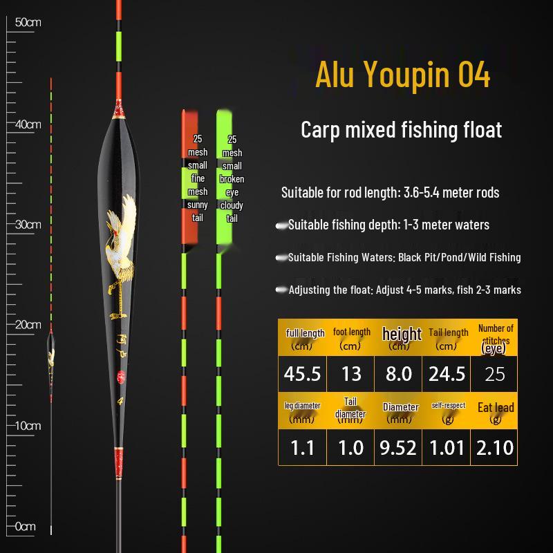 Enhanced High-Sensitivity Crucian Carp Float: Wind & Wave Resistant with Eye-Catching Tail.