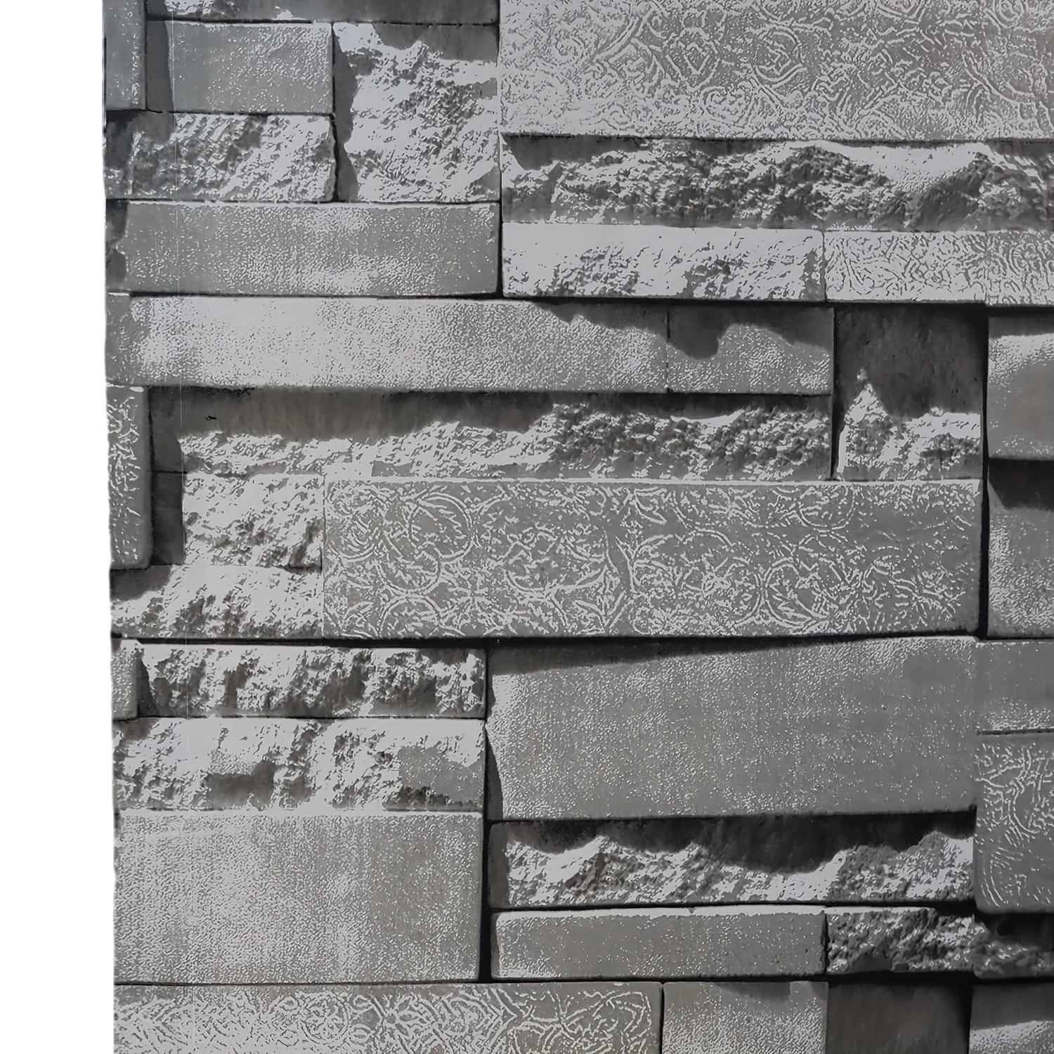 

3D Кирпичные Обои Самоклеящиеся ПВХ Водонепроницаемые Съемные Наклейки на Каменную Стену для Гостиной Столовой Дизайн Серого Кирпича 45CMX5M