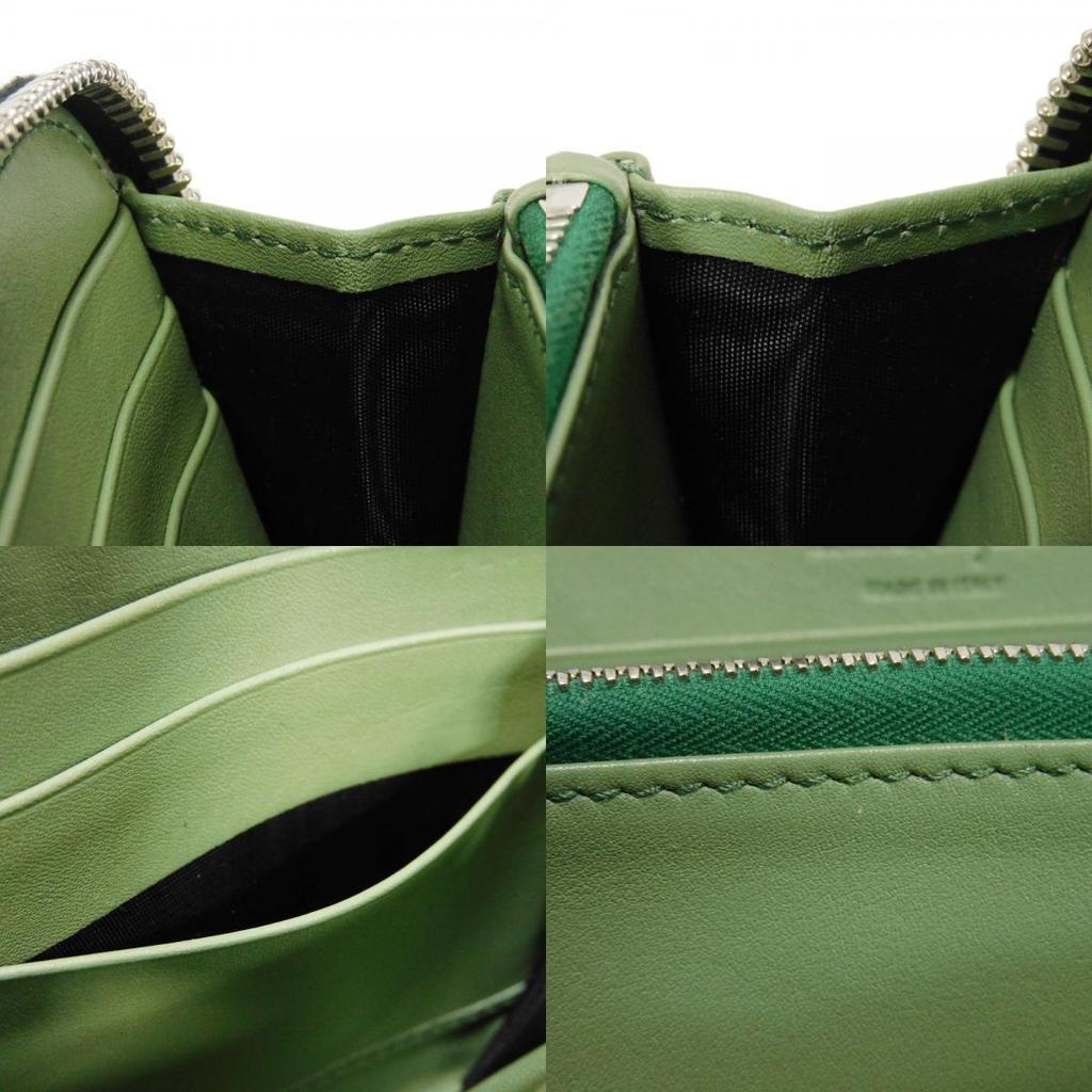 Used 9896 Long Zip Wallet 66A590 7940 Green Two-Tone Zip Around Gancini Black Men's from Japan AUTHENTIC