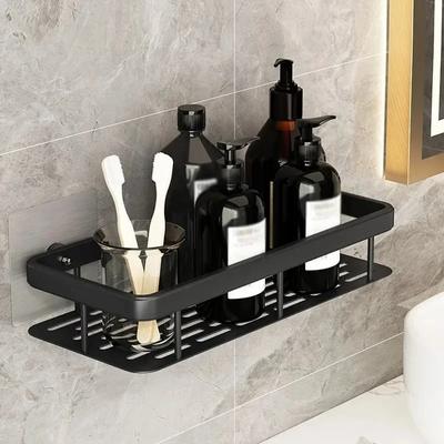 Punch-free Bathroom Shelf Shelves Wall Mounted Shampoo Storage Rack For Kitchen Holder Square Aluminum Bath Organizer Accessorie