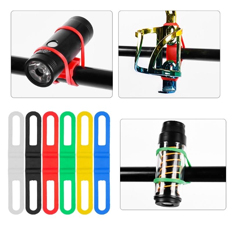 5 Pezzi Fasce in Silicone per Biciclette Cintura Fissa in Silicone Supporto Torcia per Ciclismo Supporto Torcia per Biciclette Fasce Elastiche Bende
