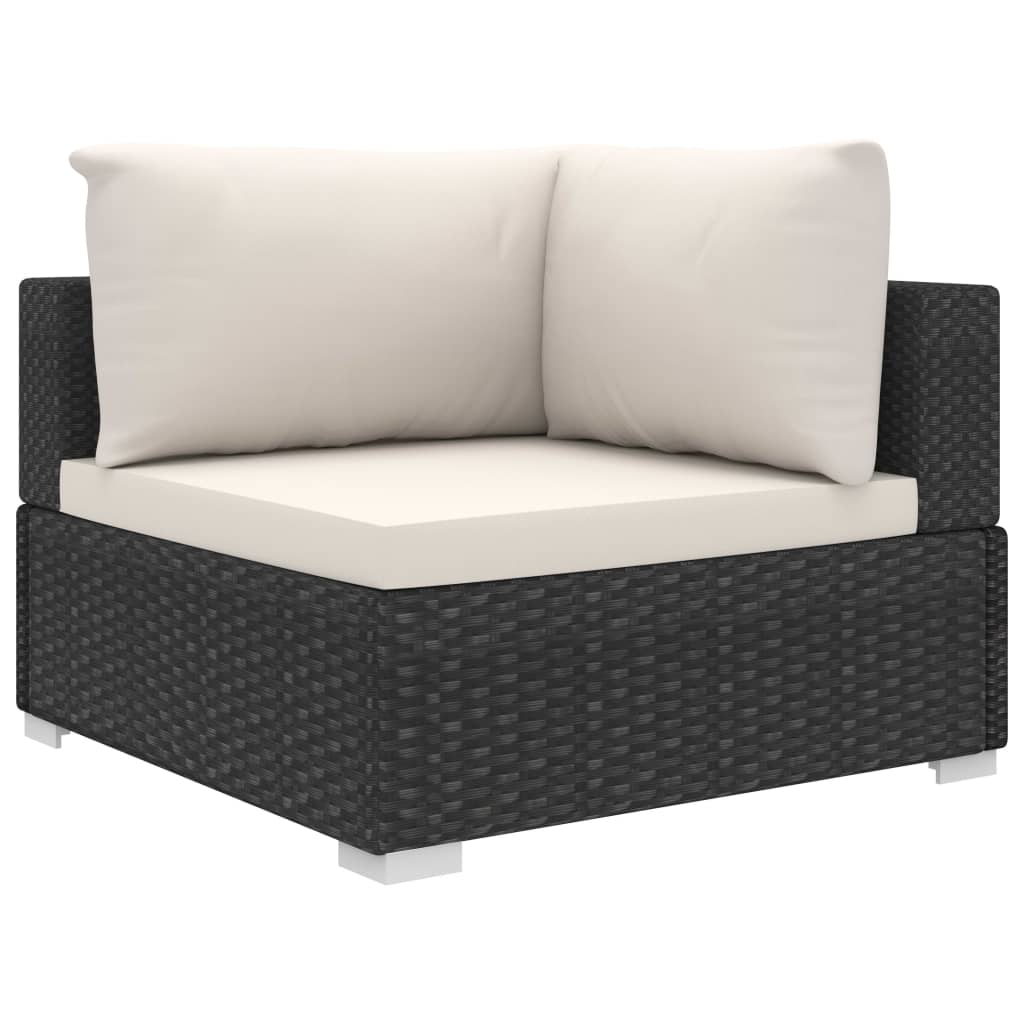 8 Piece Garden Lounge Set with Cushions Poly Rattan Black