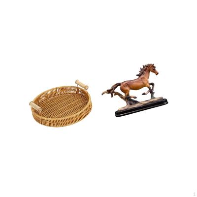 Woven Fruit Basket Sculpture Figurine Artwork Collectible Art Ornament Snack Serving Bowl Horse