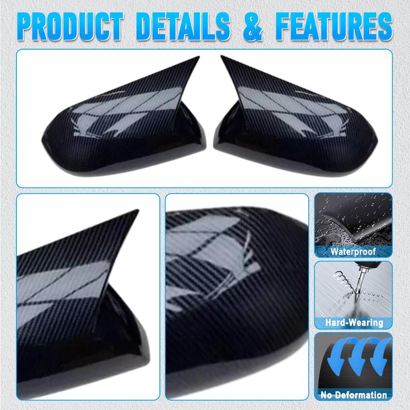 2X Rearview Mirror Cover Side Door Wing Mirror Cap Trim for Toyota Camry 9th 2024 2025 2026 ABS Glossy/Carbon Fiber Black