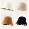 Face Revealing Small Knitted Hat Knitted Basin Hat Sweet Plush Fisherman Hat  Outdoor