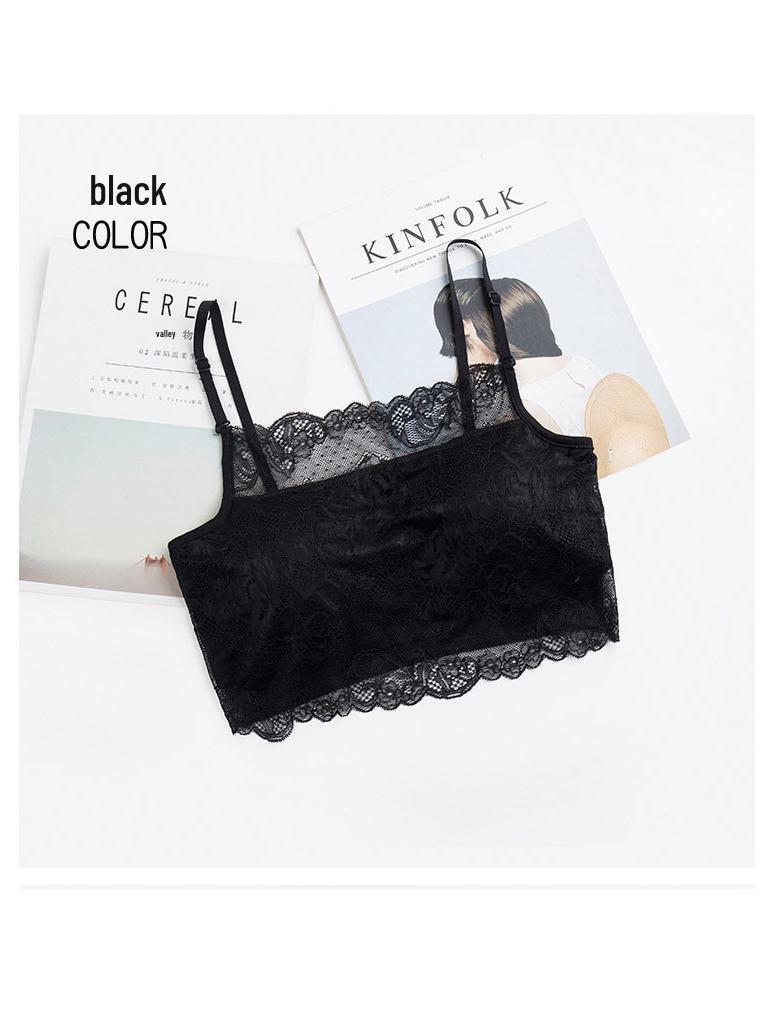 Silk Strapless Lace Trim Padded Camisole Bra