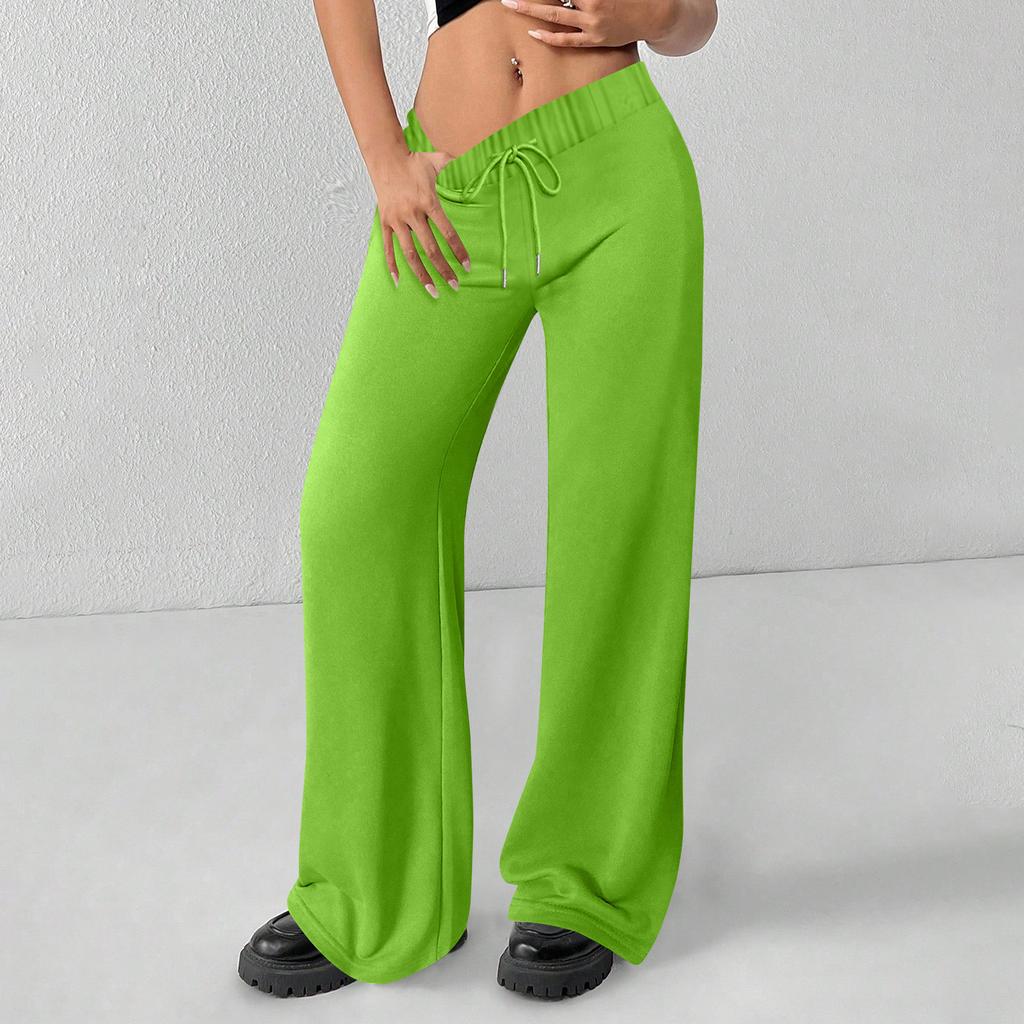 Dámské tepláky s vysokým pasem a širokými nohavicemi, ležérní jogger kalhoty