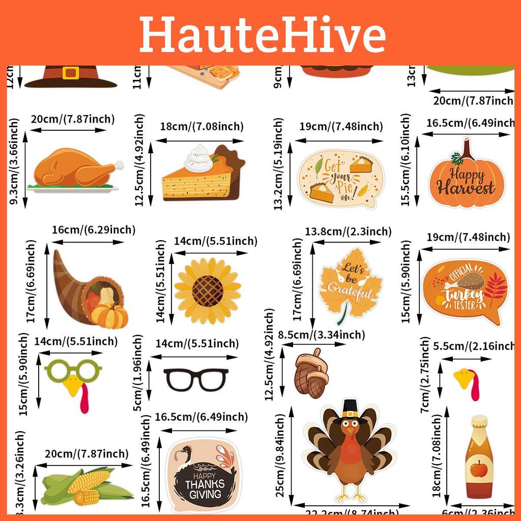 Paper Thanksgiving Day Photo Booth Accessories For Holiday Event Decor Set