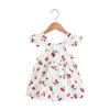 Children Dress Girl Cherry Print Flying Sleeve Dress Breathable Thin Dress