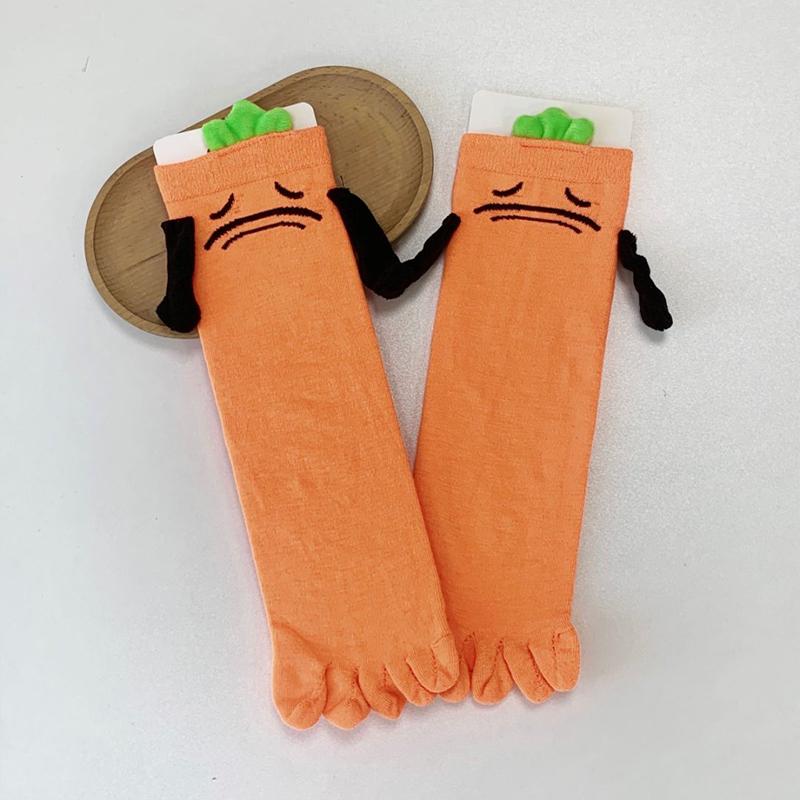 Cute Cartoon Socks Women And Men Five-Toed Socks Casual Daily Mid-Calf Socks