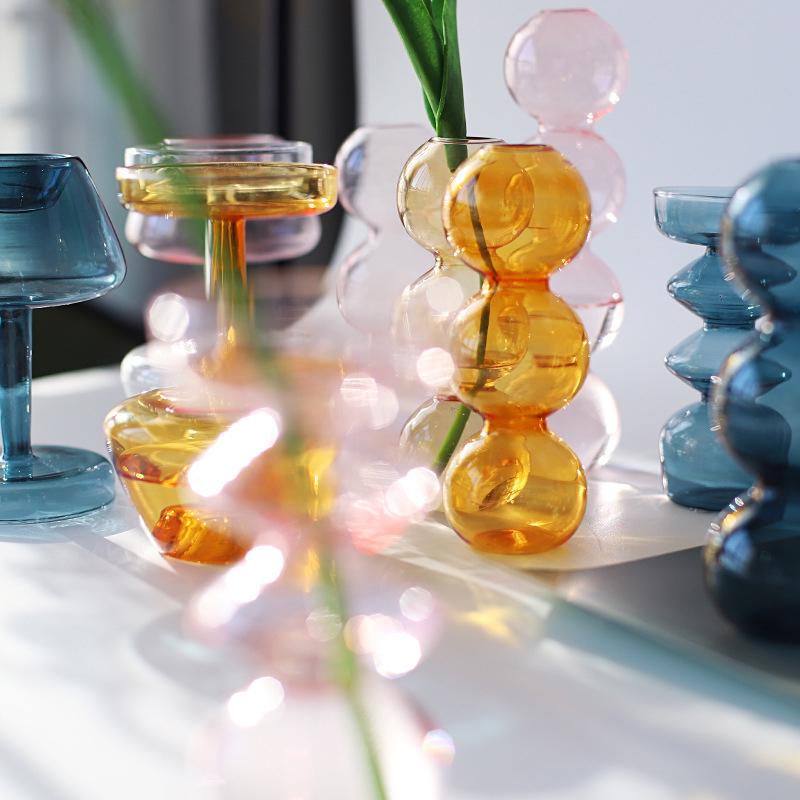 1PC Desktop Room Decor Glass Bubble Vase Hydroponic Flower Pot Vase Stand Ornaments