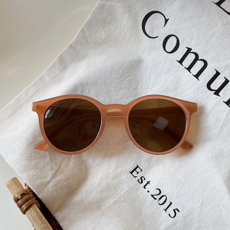 

New Vintage Women S Sunglasses Fashion Trendy Small Round Frame Driving Eyewear Uv400 Protection Solid Simple Glasses