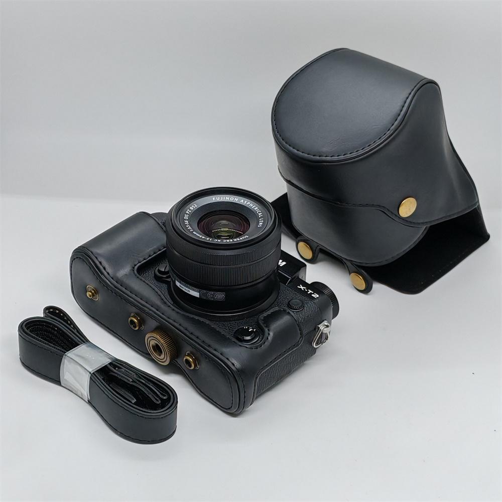 PU Leder Kameratasche Hülle für Fujifilm XT2 XT3 Fuji X-T2 X-T3 Schutz Aufbewahrung Basis Ganzkörperabdeckung mit Riemen