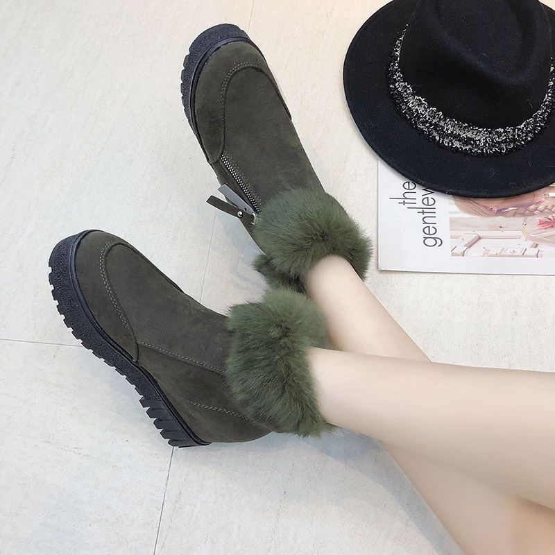 Wildleder Damen Winter Schneestiefel mit runder Spitze Neue Winter Damen Plateau Freizeitstiefel Schnürstiefeletten Damen Flache Martin Stiefel