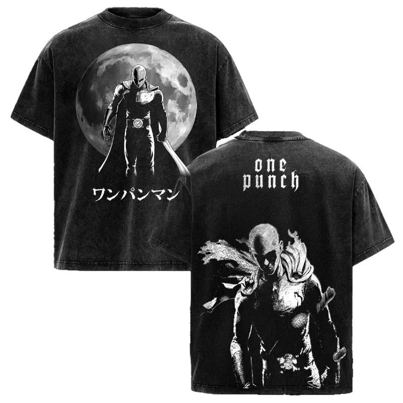 

Anime ONE PUNCH MAN Saitama Graphic T Shirt Men Women Washed Cotton Tshirts Vintage Casual Clothing Harajuku Male Loose T-shirt S