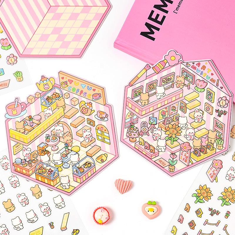 Popular Cartoon Scenery 3D DIY Stickers for Kids