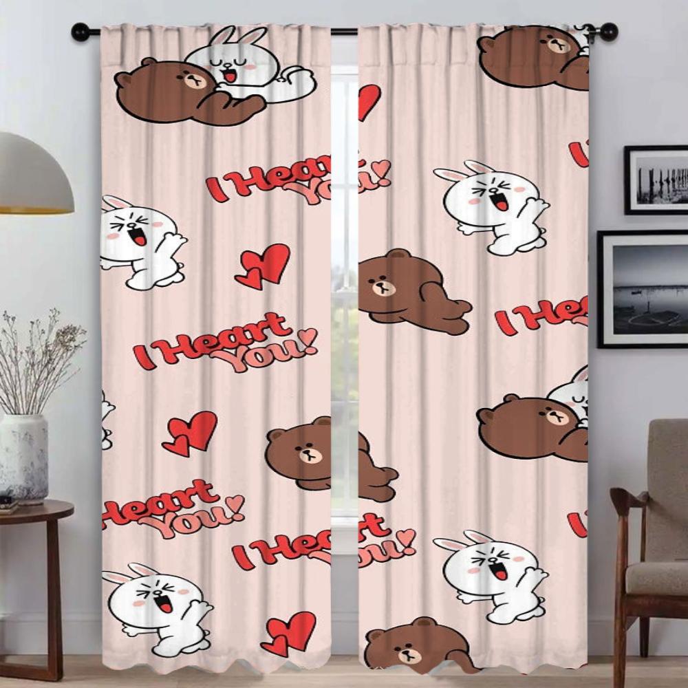 Elegant Room Curtains for Living Room L-LINE Partition Home Interior Curtains 2 Pieces Halloween Decoration Window Curtain Child