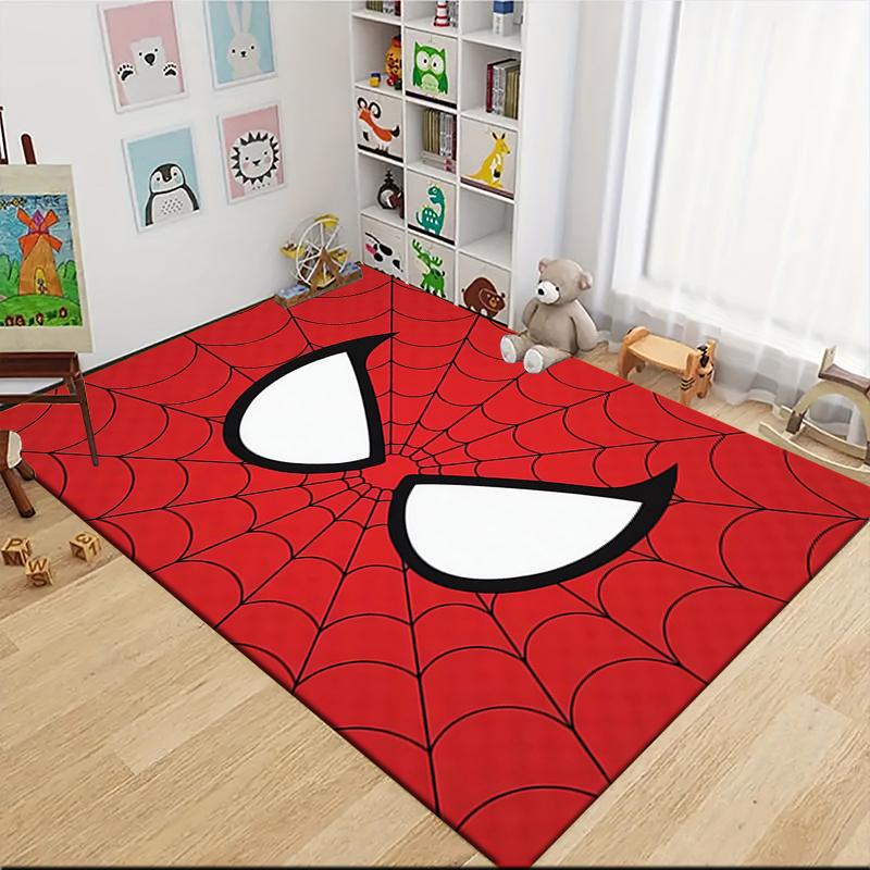 1pc Spider-Man Cartoon Carpet, 100% Polyester, Non-slip, Machine Washable, Waterproof, Outdoor Yard and Garden Decor, Home and Bedroom Decorative