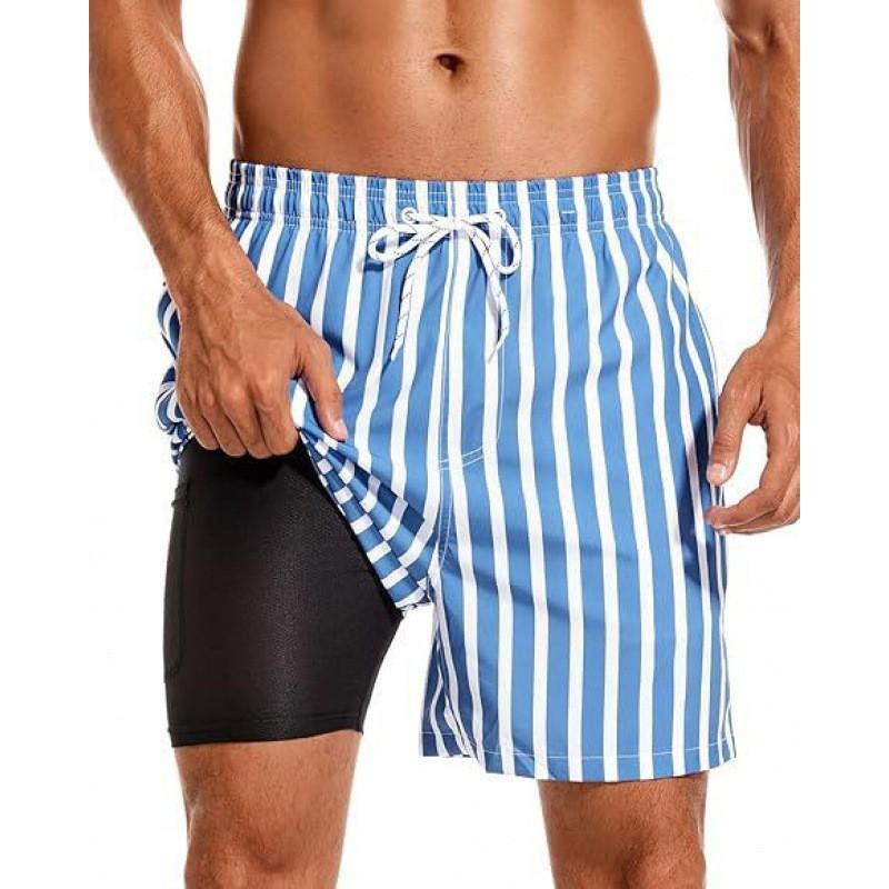Mens Quick-Dry Board Shorts Swim Trunks With Print Design Beach Surfing Swimming Outdoor Activities