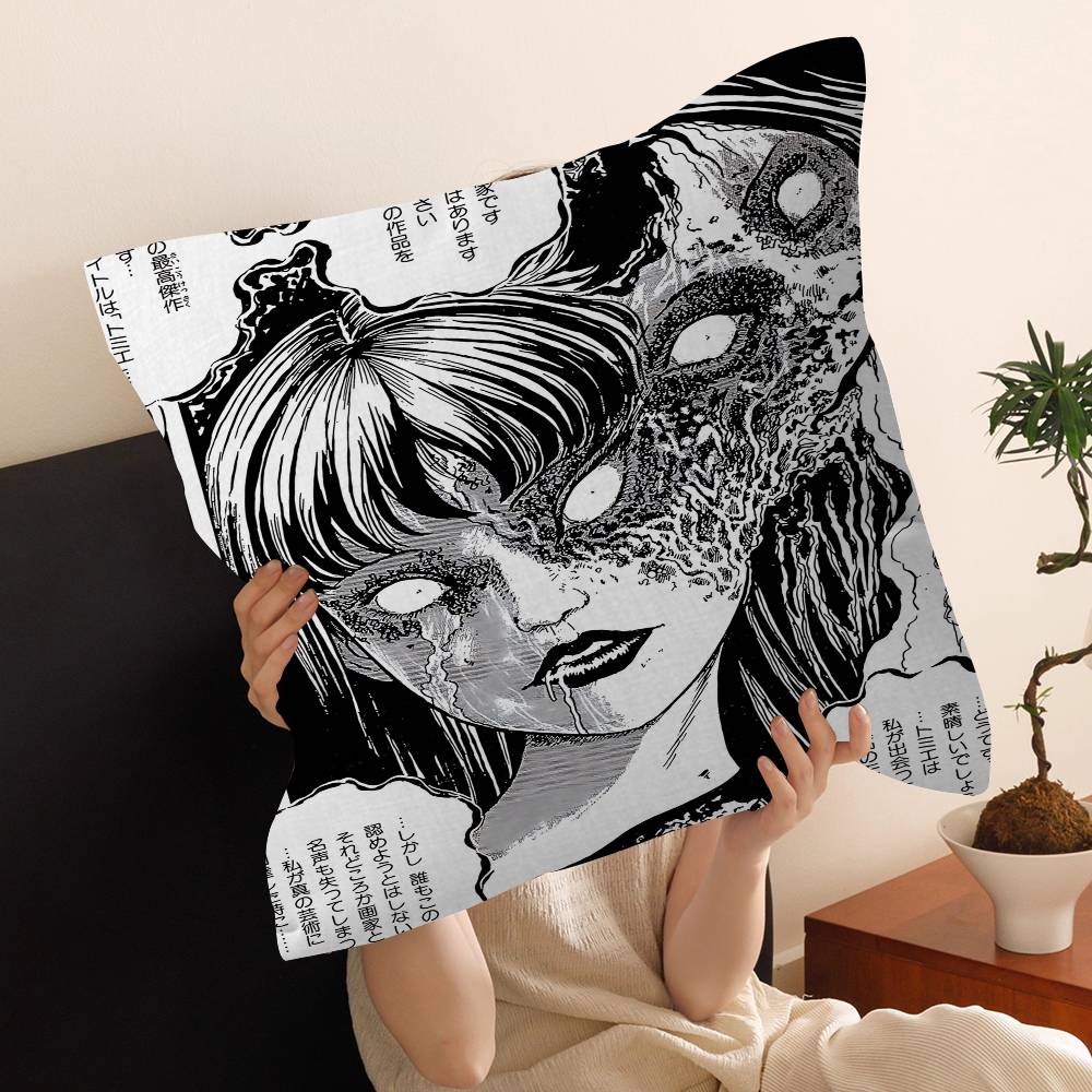 Junji Ito Tomie Retro Personalized Pillow Cover Kids Bedroom Wild Party Decor Pillowcase Kid Birthday Shower Gift