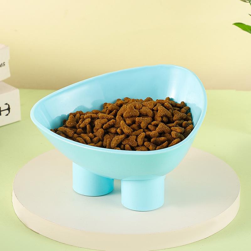 

Pet Elephant Leg Cat Bowl Neck Protection Diagonal Angle Anti-knock Cat Dog Drinking Water Eating Bowl светло-синий