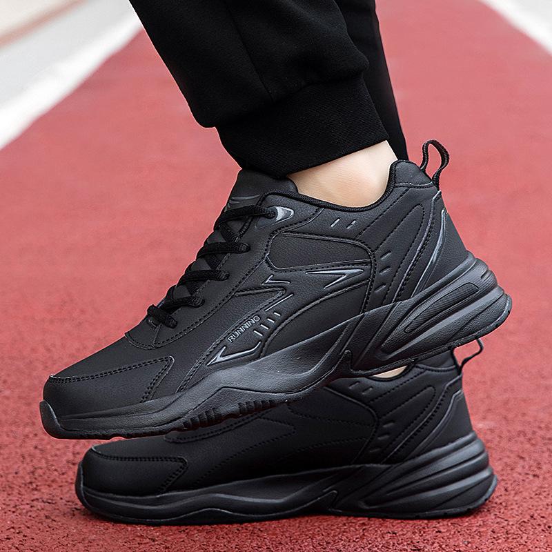 Autumn and winter large size 48 leather casual sports shoes men's outdoor light and comfortable thick-soled non-slip running men's shoes