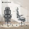 Office Chair, Ergonomic, 4D Armrests, Adjustable Headrest and Seat Depth, Grey Mesh