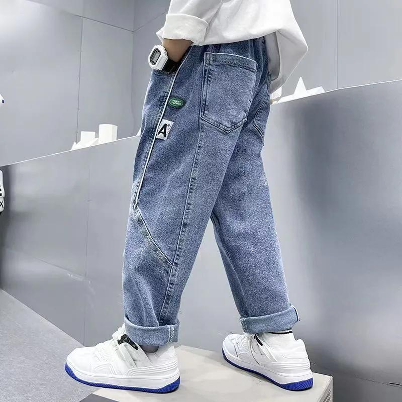 Boys Spring Casual Jeans Korean Fashion Straight Trousers Children's Trousers, Autumn Children's Trousers