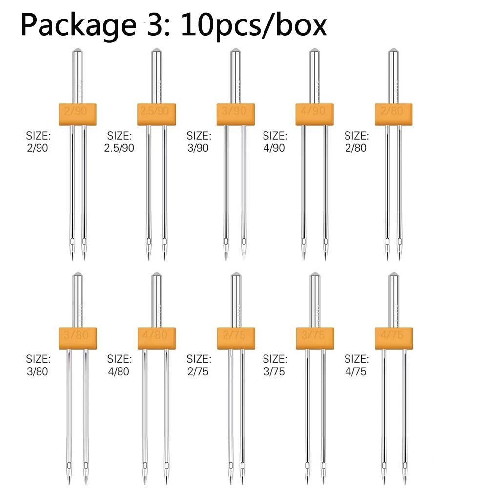 10/4PCS Sewing Machine Needles Double Twin Stretch Needles Pins with Plastic Box for Household Sewing Machine DIY Sewing Tools