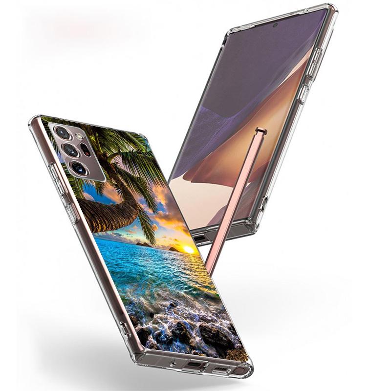 Sommerstrand-Sonnenuntergangs-Meerpalmen-Handyhülle für Samsung Galaxy S24 S25 Edge S26 Ultra S23 S22 S21 Plus S20 FE + personalisiertes Pr