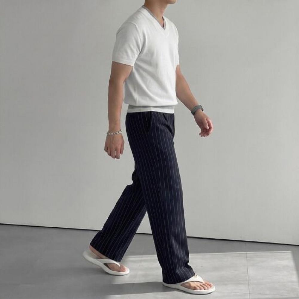 Onl Men S V Neck Ringer muScle Fit Short SleeVe Knit