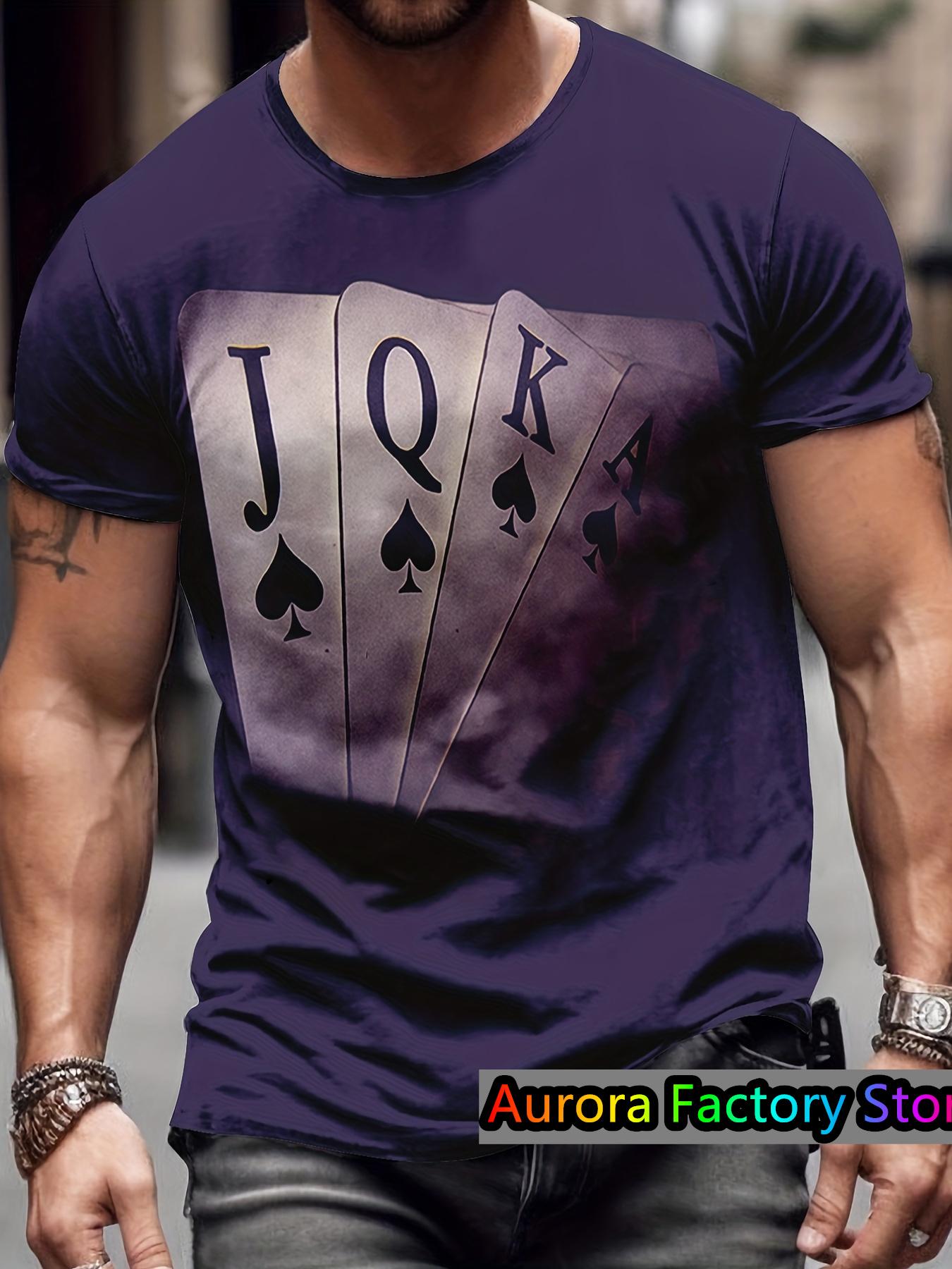 

Poker Elements 3D Digital Pattern Print Чоловіча футболка з повсякденними зручними футболками з короткими рукавами Пуловер Топи Чоловічий літній одяг 5XL