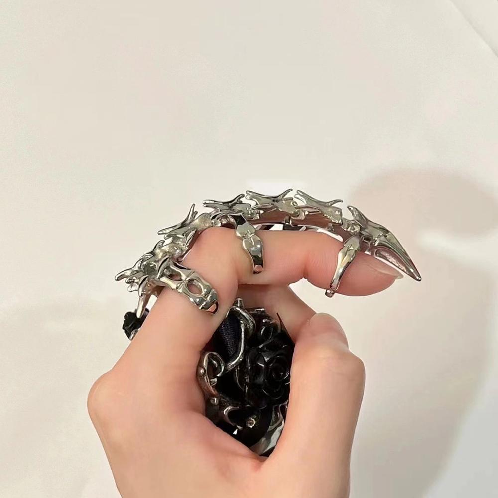 Y2K Goth Fashion Cold Sweet Cool Ring Cyberpunk Mechanical Wind Opening Can Adjust The Joint Ring Men Women Jewelry Accessories