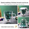 Tea Cycle Double-Wall Insulated Christmas Glass Mug with Lid and Infuser