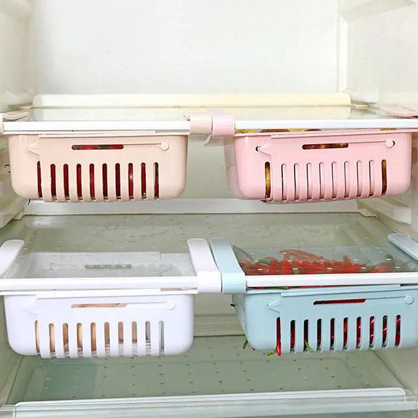 Sertare extensibile pentru frigider Strat distanțier proaspăt Suport de depozitare reglabil extensibil Organizator frigider sertar coș
