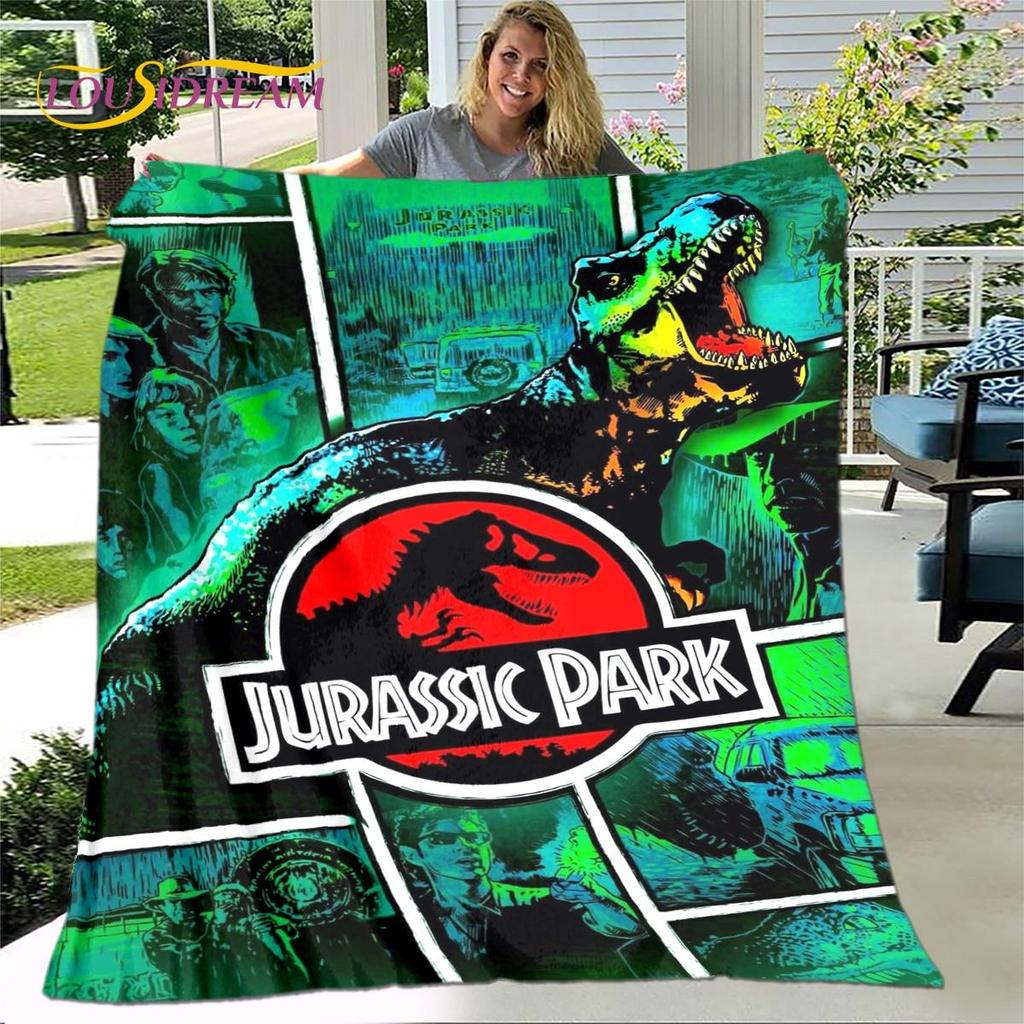 New Cartoon Jurassic Park Blanket,Flannel Blanket Throw Blanket,Soft Warm Blanket for Living Room Bedroom Beds Sofa Decor Gift